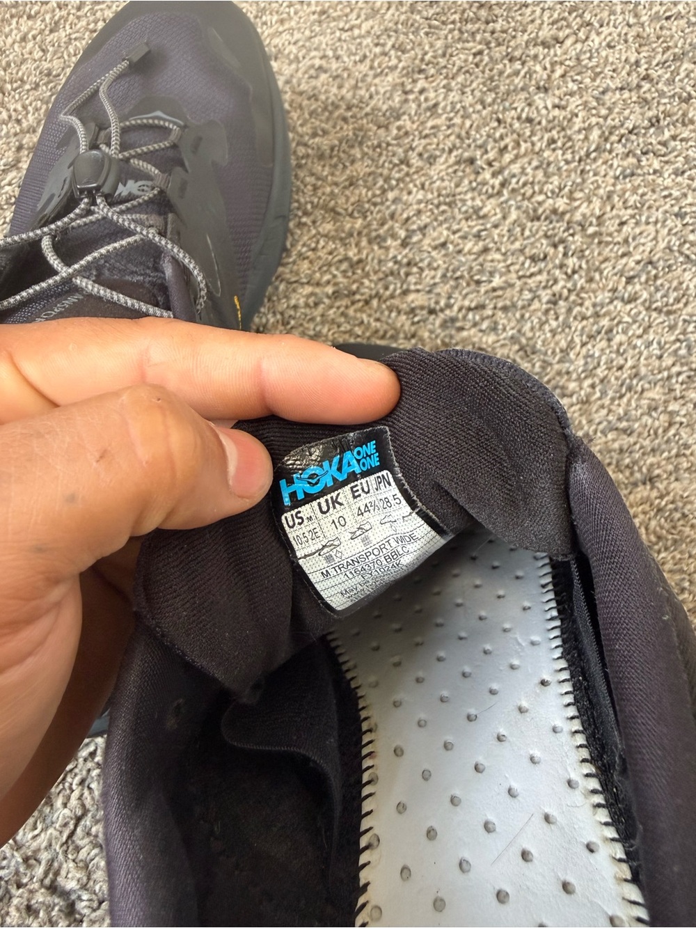 Hoka transport Men's Black Athletic Trail Shoes - Picture 6 of 6